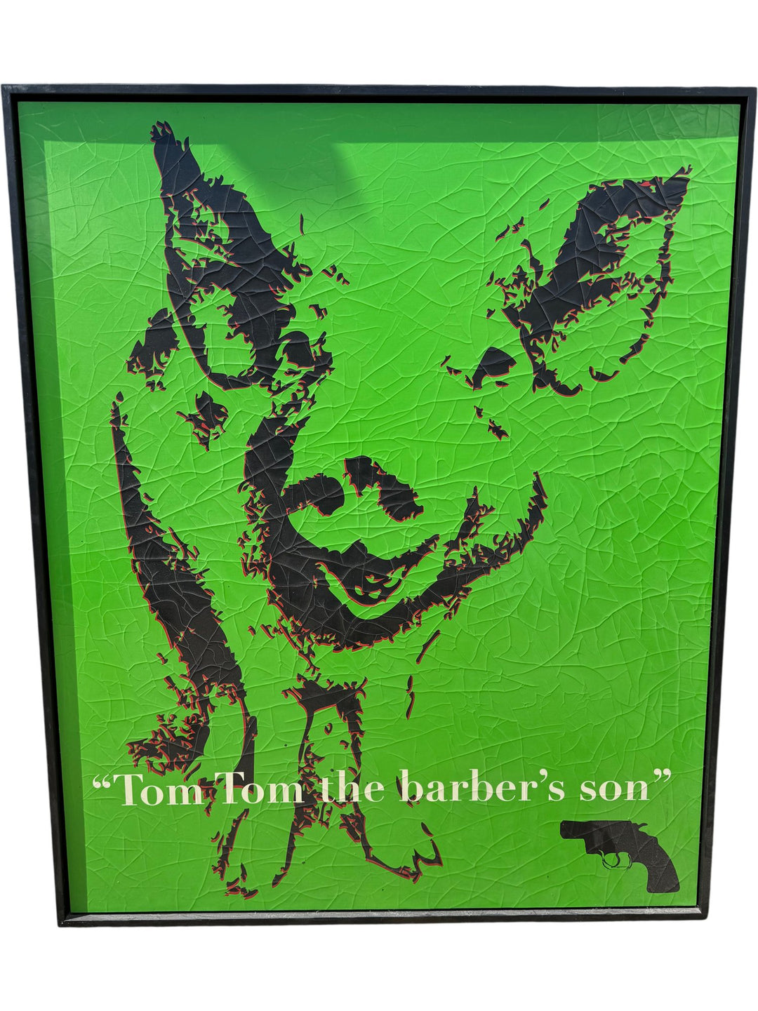 Crackle Finish Framed Artwork 'Tom Tom the barber's son'