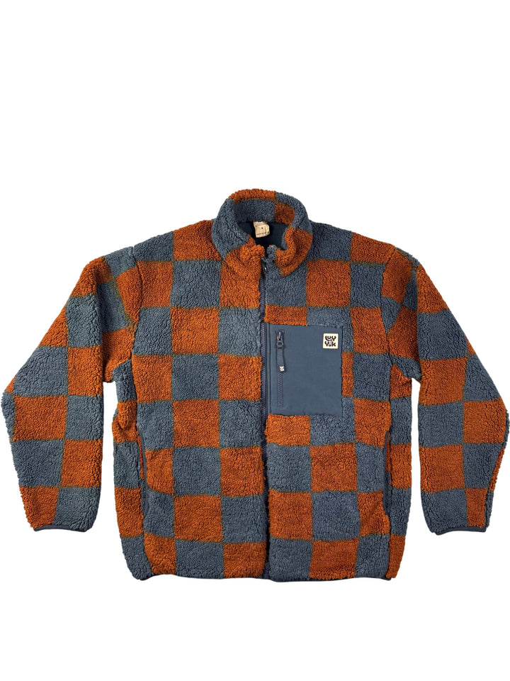 Recycled Polyester Checkered Fleece Jacket - M