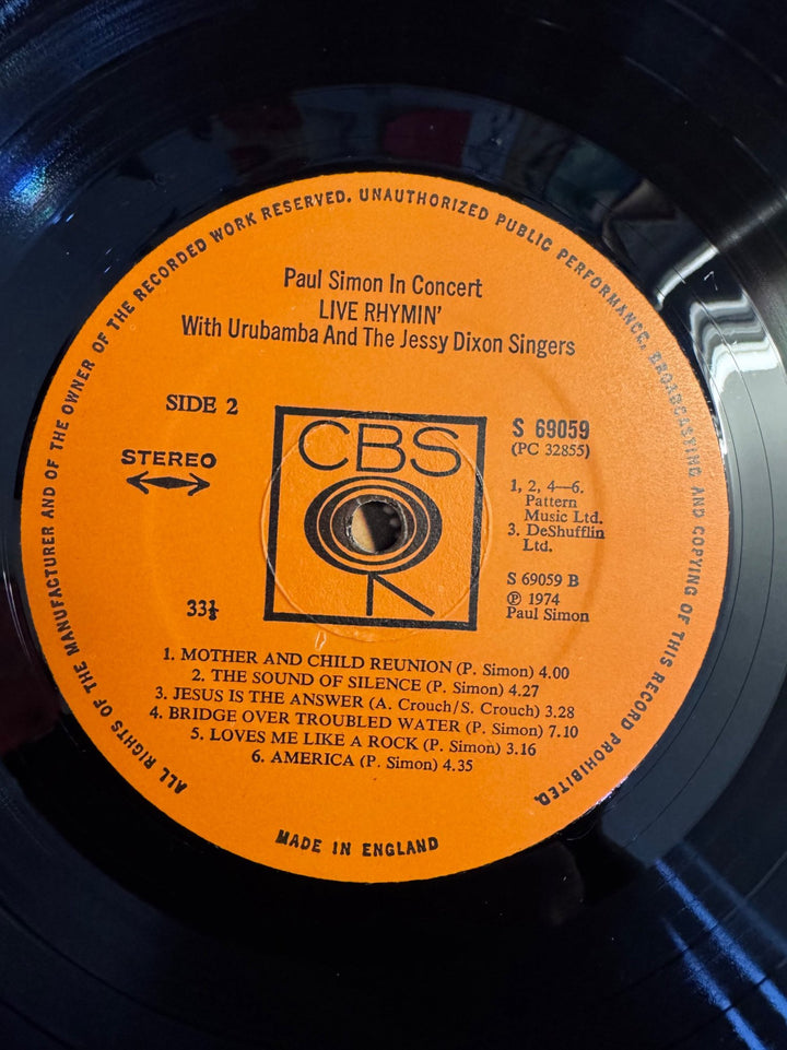 Paul Simon Live Rhymin' Vinyl Record - Very Good