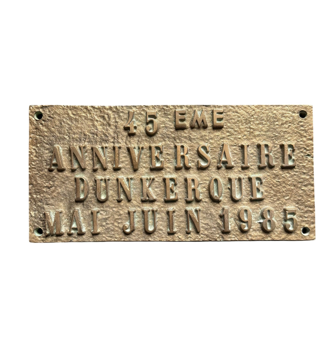 45th Anniversary Operation Dynamo Dunkirk Plaque Solid Brass - Think Vintage ltd