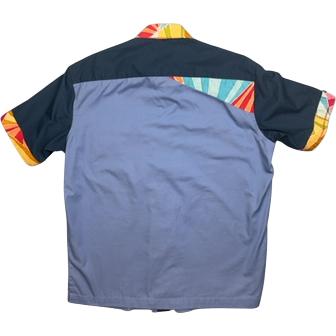 Colourful Short Sleeved Shirt - L - Think Vintage