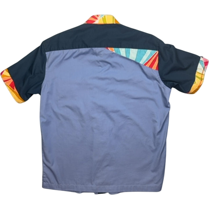 Colourful Short Sleeved Shirt - L - Think Vintage
