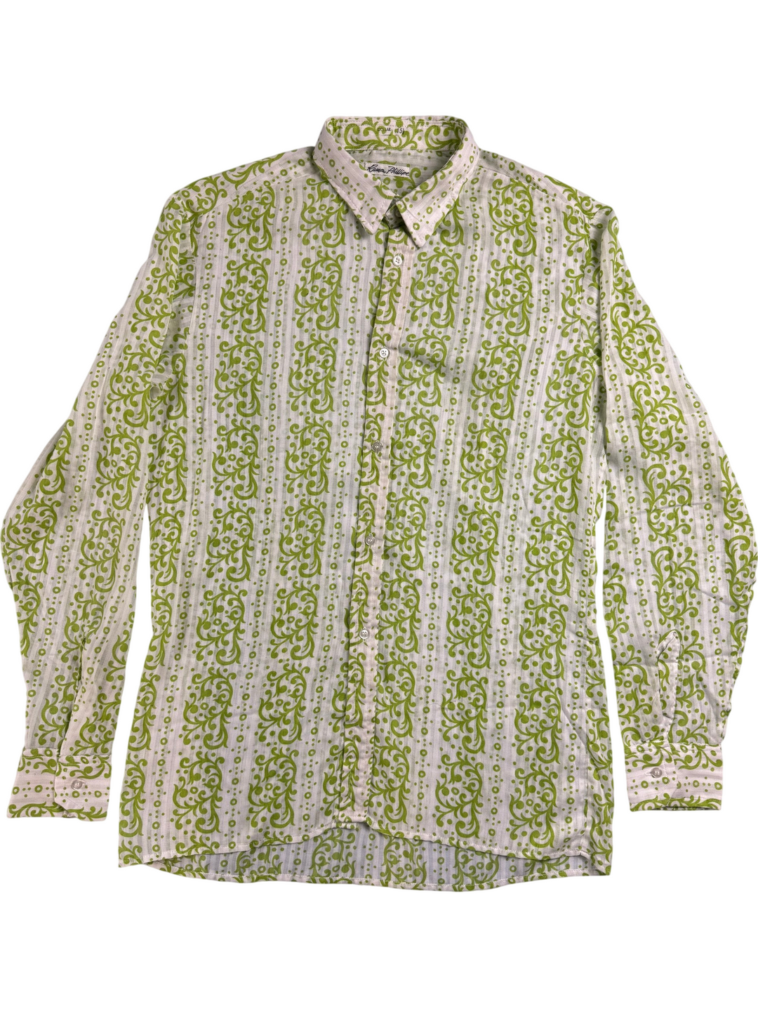 Ramon Phillipe Green Patterned Long Sleeve Shirt - Think Vintage