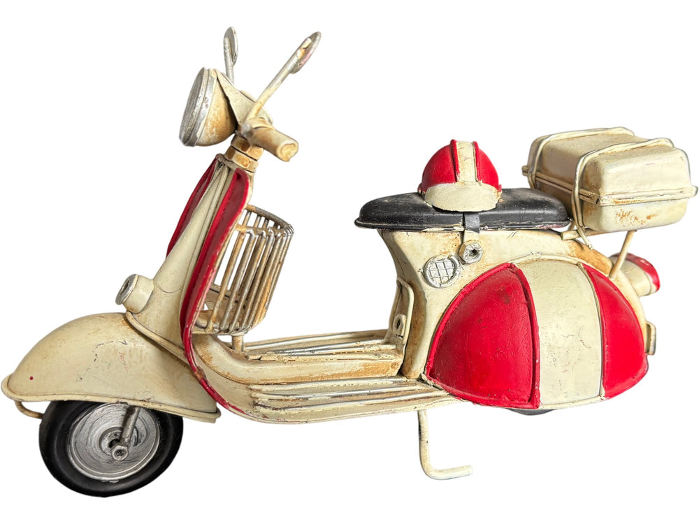 Vintage Red Cream Miniature Scooter Model Diecast Collectible - Think Vintage