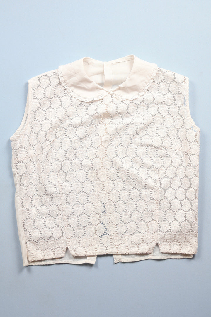 Broderie Anglaise Front Sleeveless Blouse