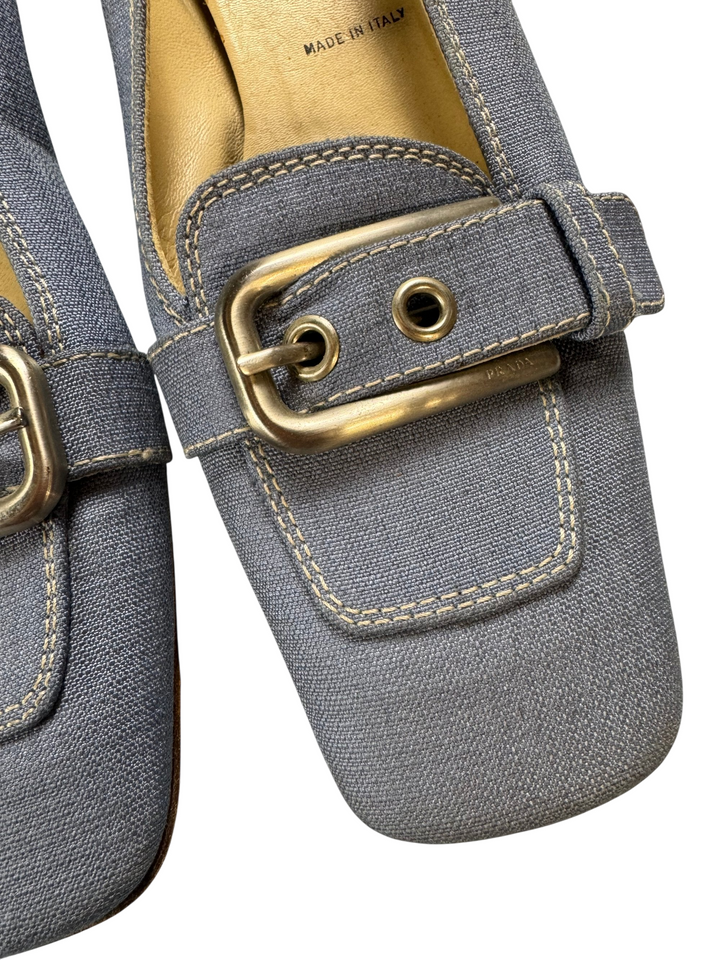 Vintage Prada Blue Denim Flats - 35.5 EU - Think Vintage