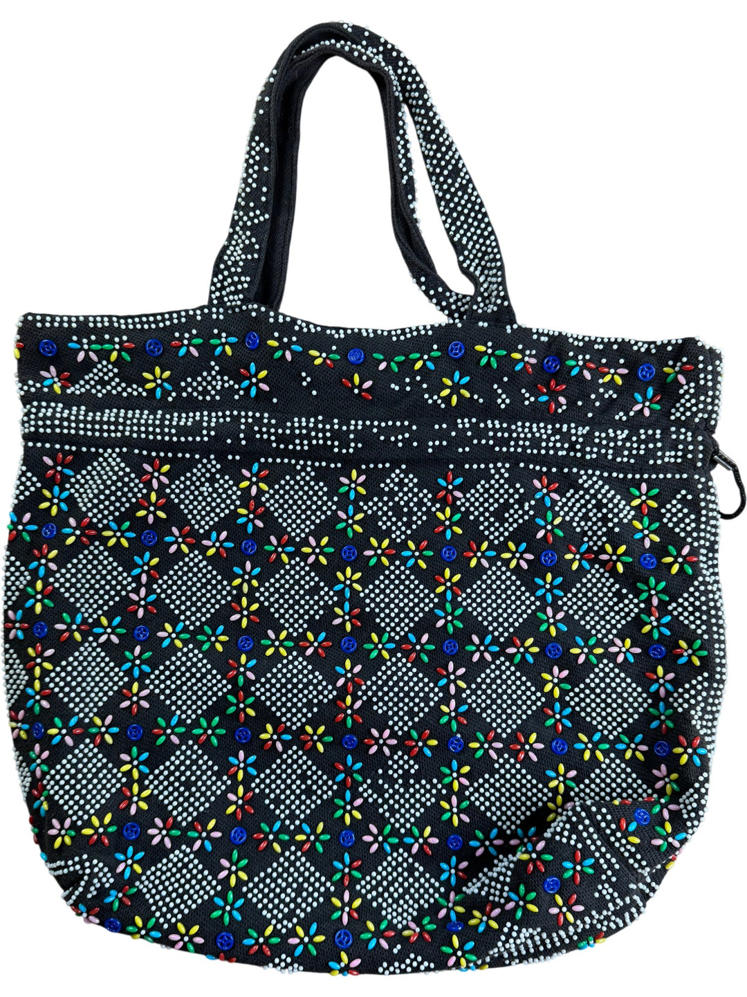 Multicoloured Beaded Patterned Tote Bag