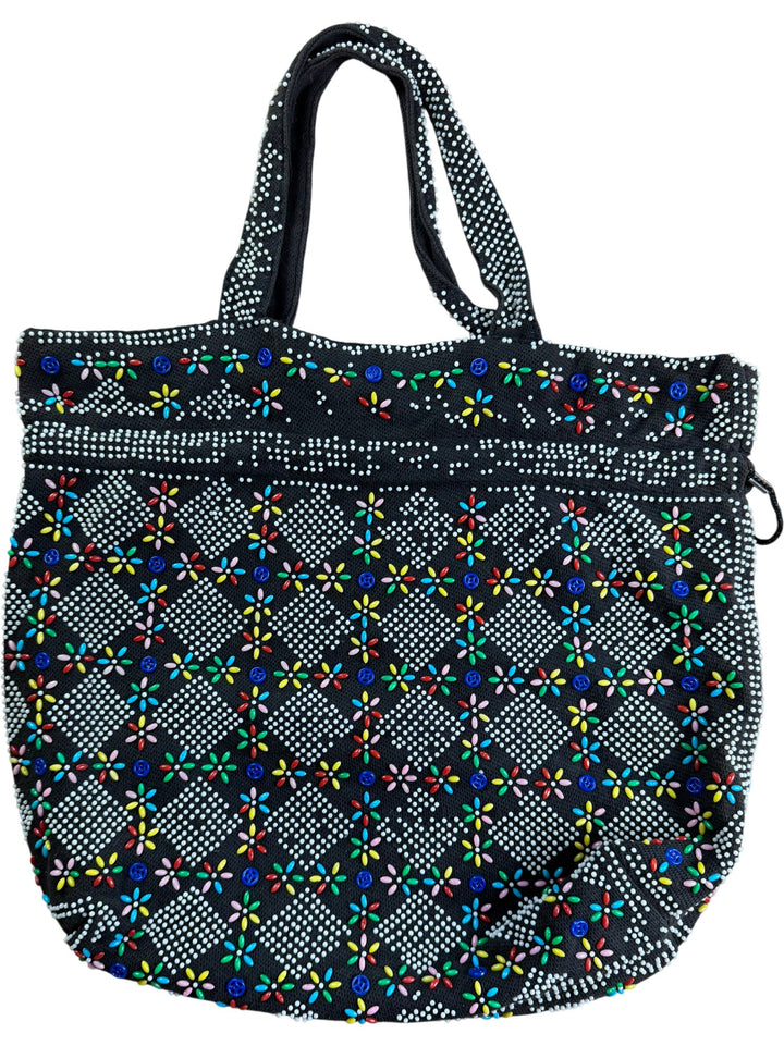 Multicoloured Beaded Patterned Tote Bag
