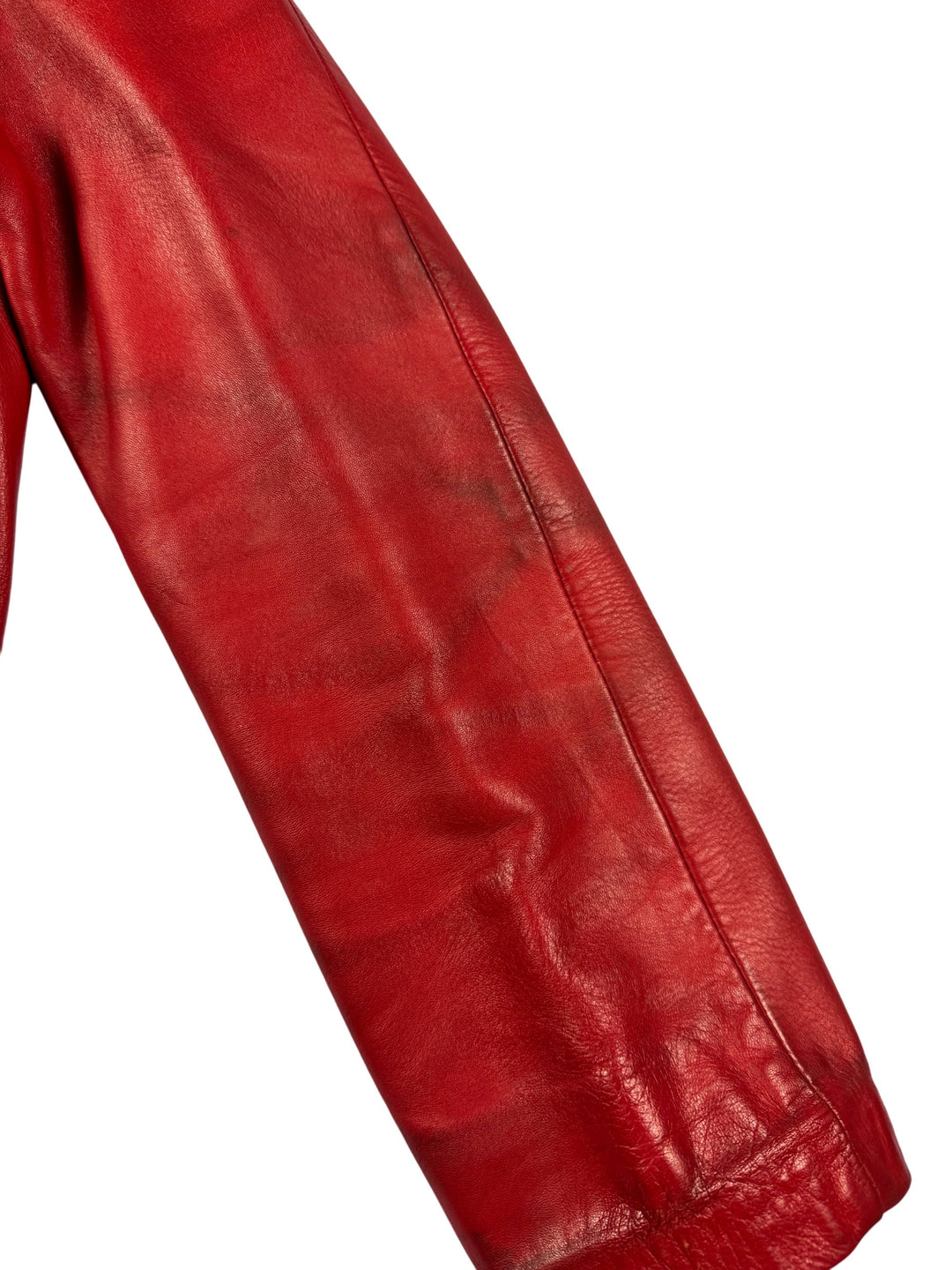 Red Leather Long Coat - Think Vintage