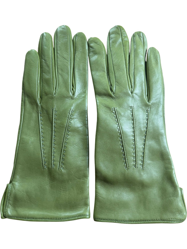 Italian 7½ Green Leather Gloves - M