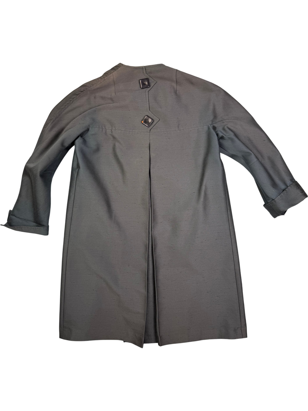 1960s Gray Swiss Made Silk Trench Coat - S - Think Vintage