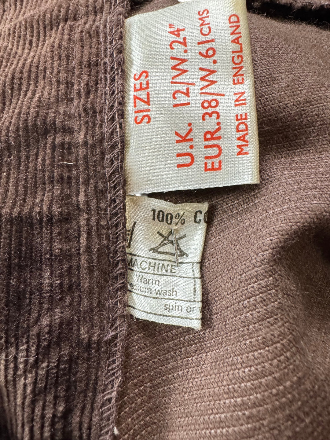 Brown Corduroy Gathered Skirt - XS - Think Vintage