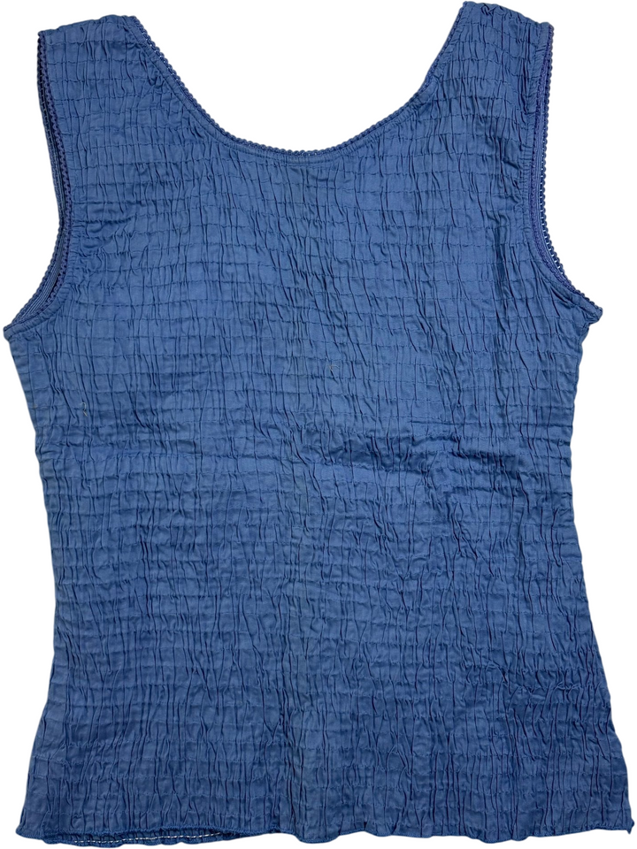 Phool Blue Crinkle Sleeveless Top - Think Vintage
