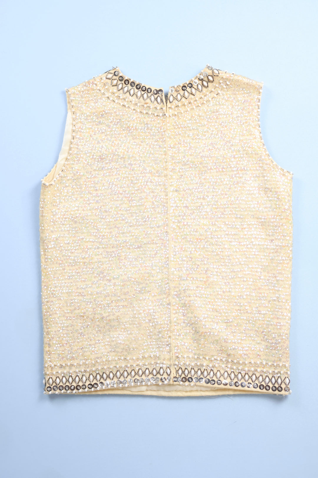 Vintage Frampear Sleeveless Sequinned Zip-up Top