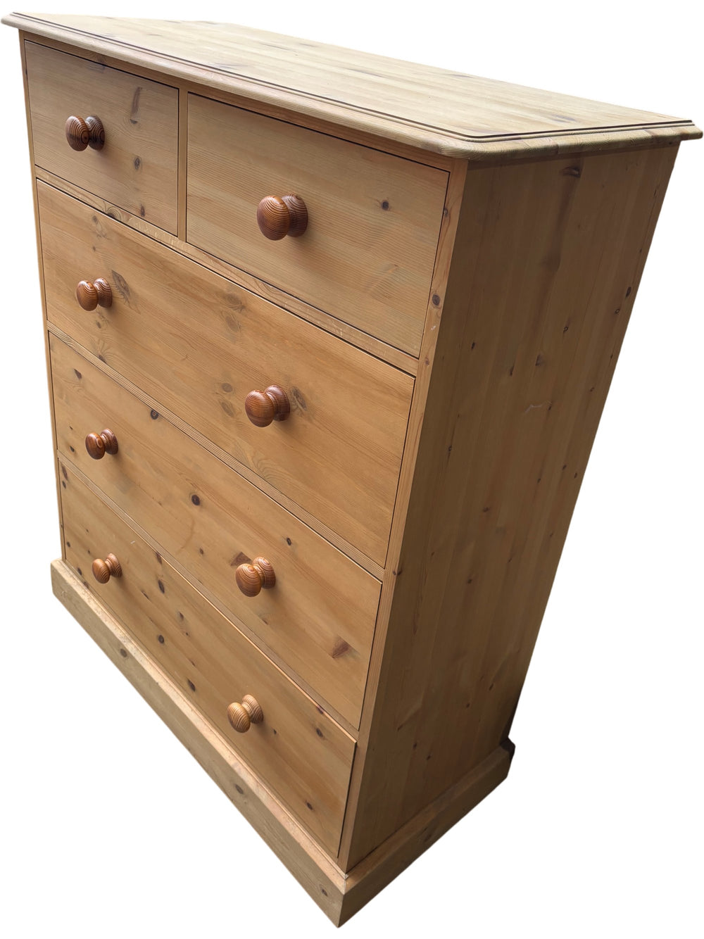 Solid Pine Wood Chest of Drawers with Five Drawers Vintage Style - Think Vintage