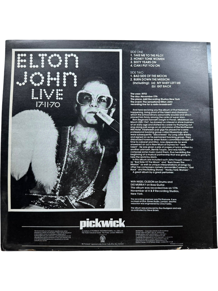 Elton John Live 17-11-70 LP - Good+