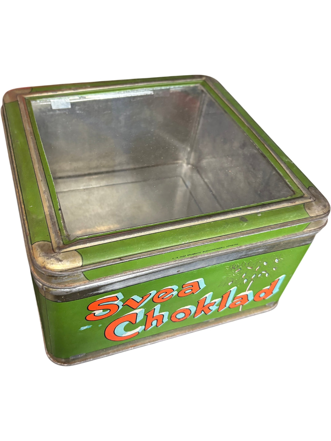 Vintage Svea Choklad Confectionery Tin Box Green Collectable Display - Think Vintage