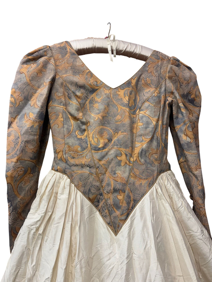 Vintage Floral Brocade Wedding Dress
