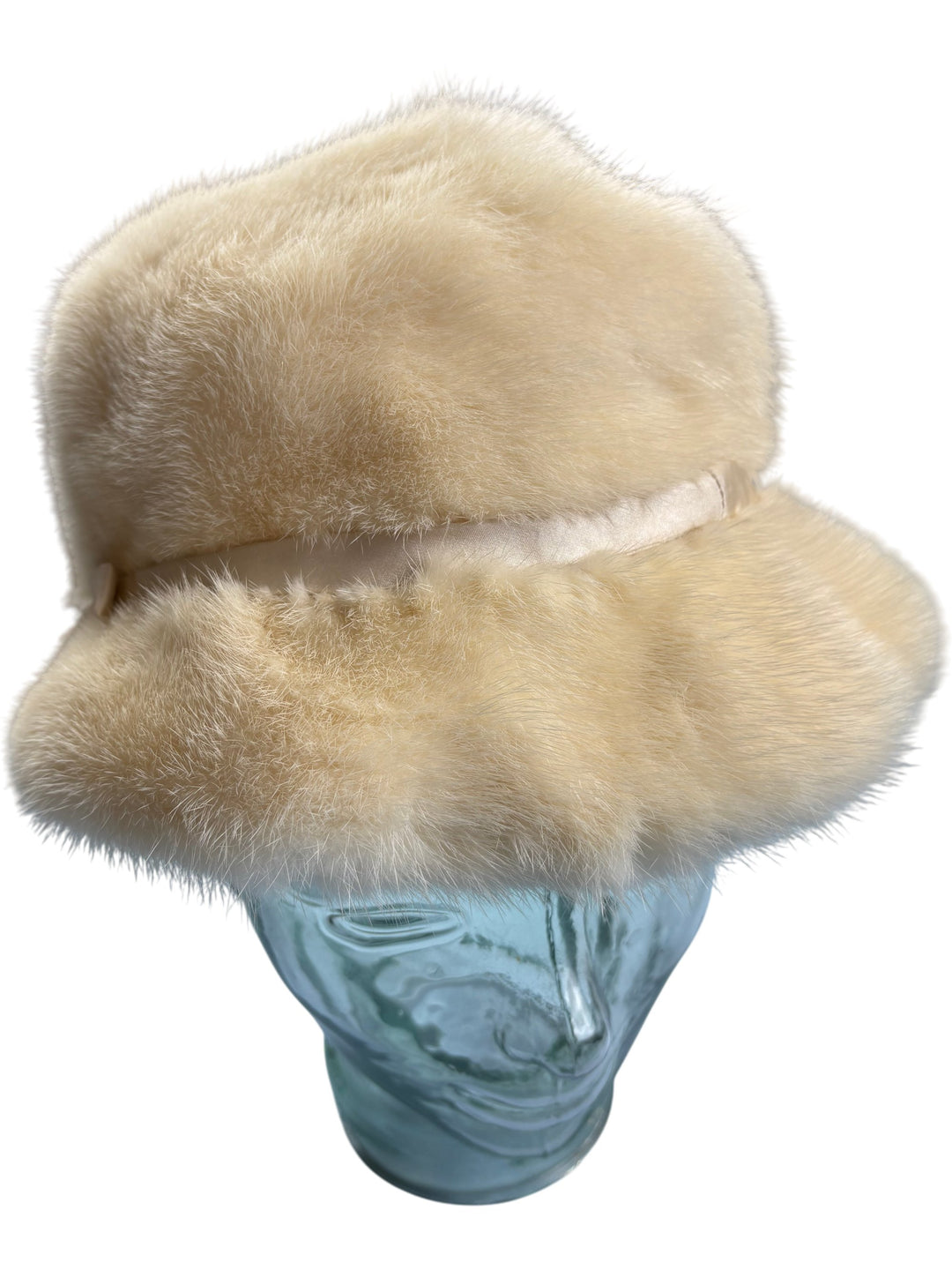 Mink fur Cream Hat - S