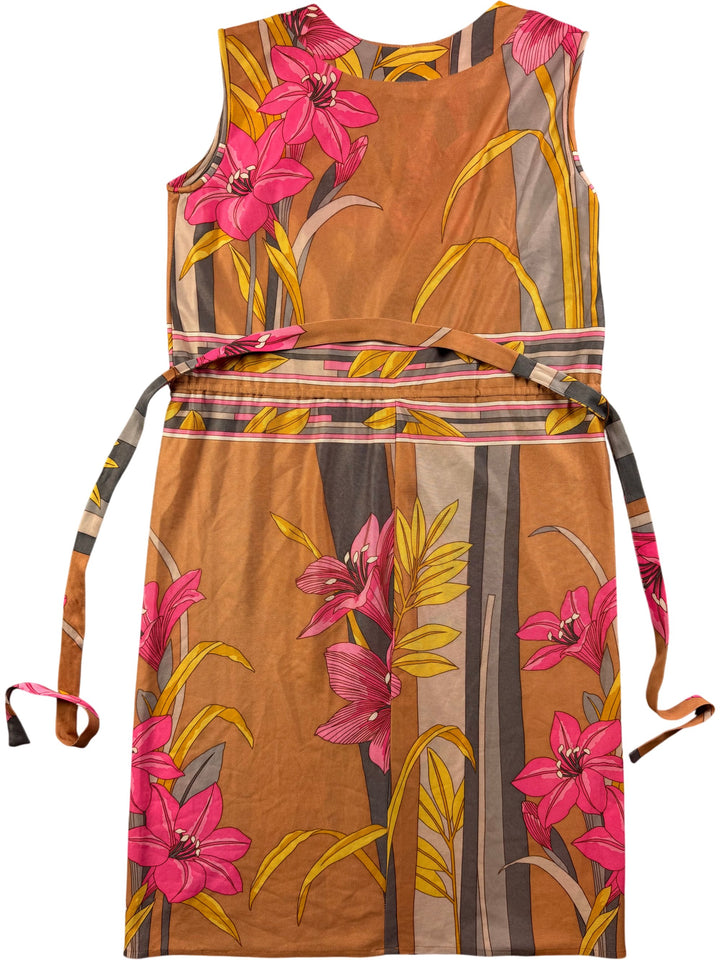 Floral Sleeveless Belted Dress - M