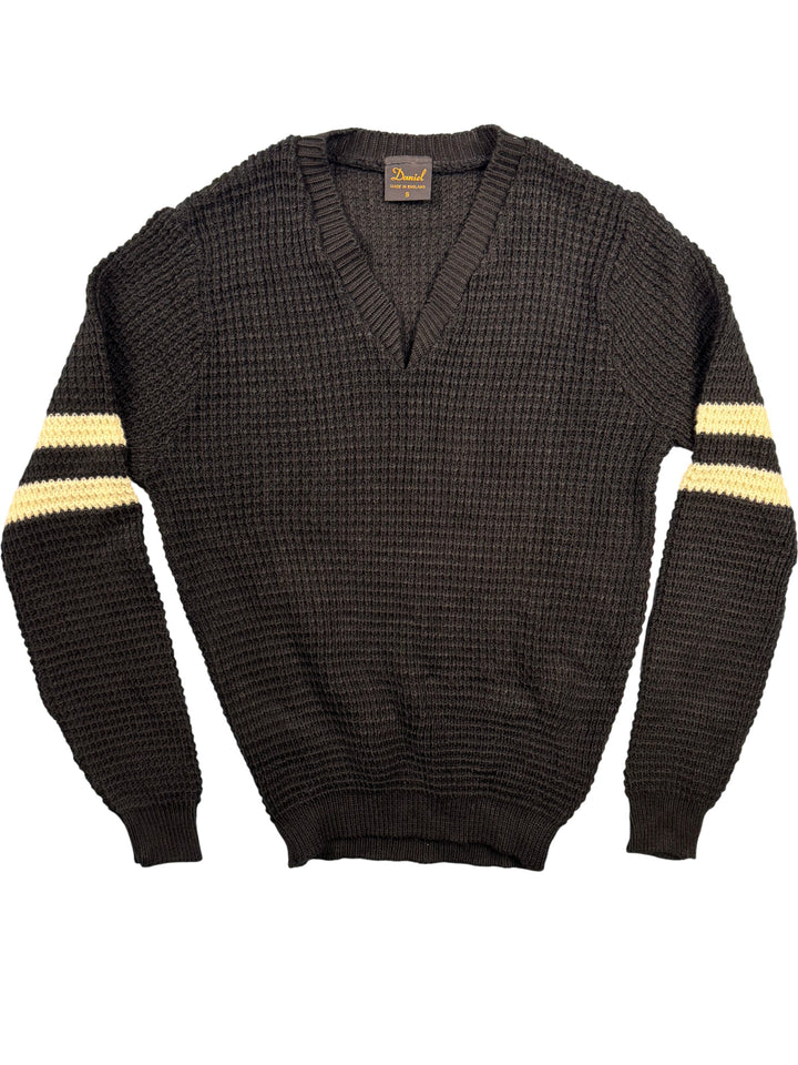 Daniel Black Acrylic V-Neck Sweater - XS