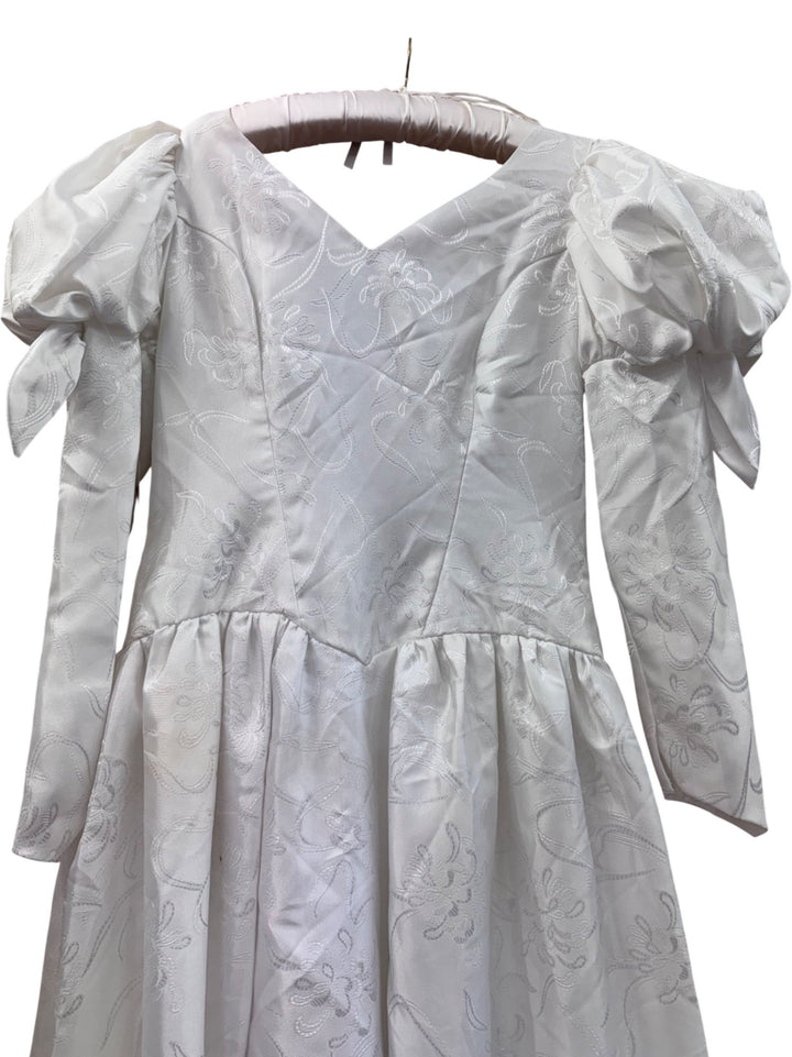 1980s White Puff Sleeve Wedding Dress