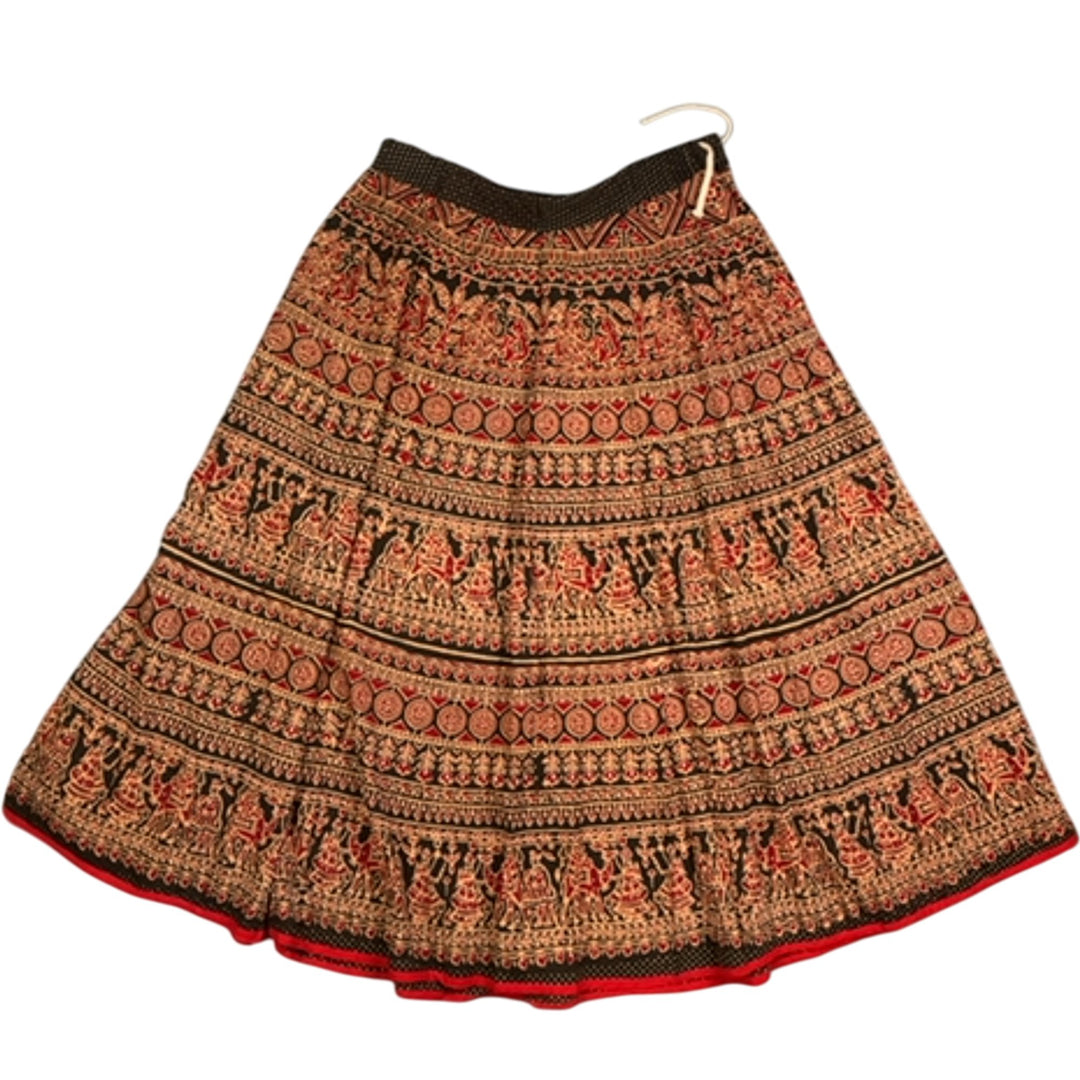 Ethnic Patterned Gathered Skirt - XL - Think Vintage