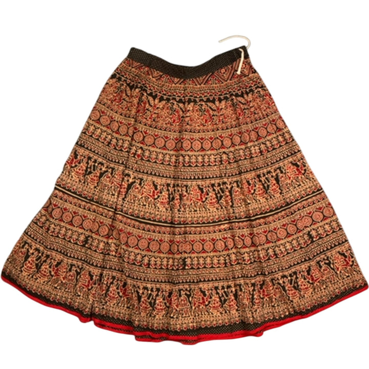 Ethnic Patterned Gathered Skirt - XL - Think Vintage