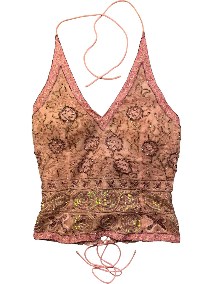 Embellished Pink Halterneck Top - XS/S
