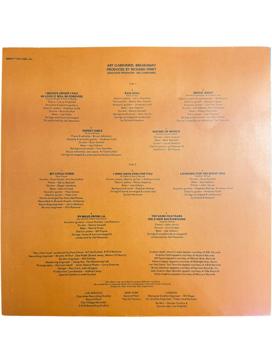 1975 Breakaway Vinyl Record Album- Very Good