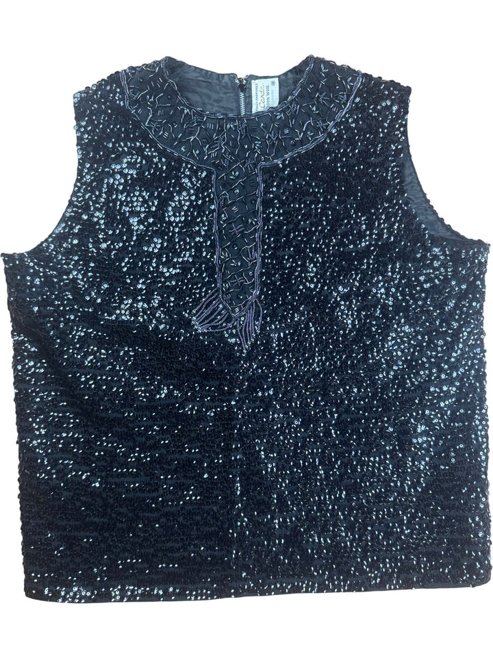 Carda Black Beaded Wool Tank Top - M