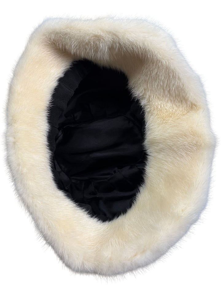 Mink fur Cream Hat - S