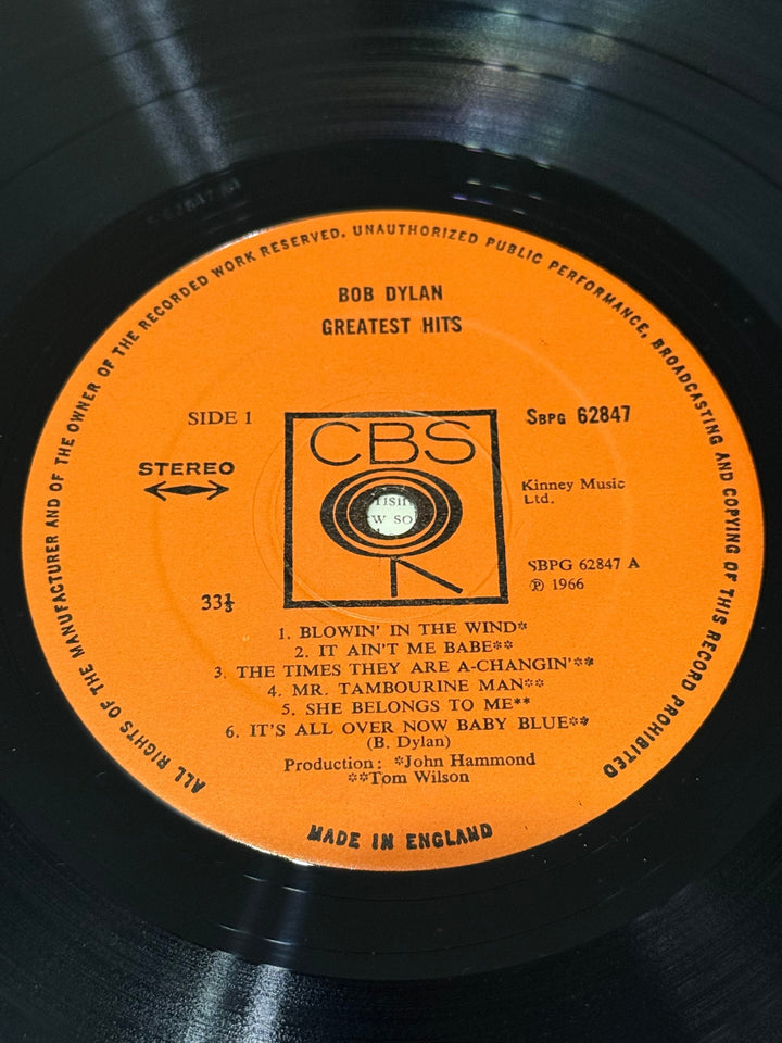 Bob Dylan Greatest Hits LP Record