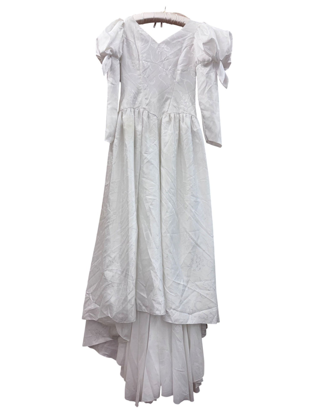 1980s White Puff Sleeve Wedding Dress
