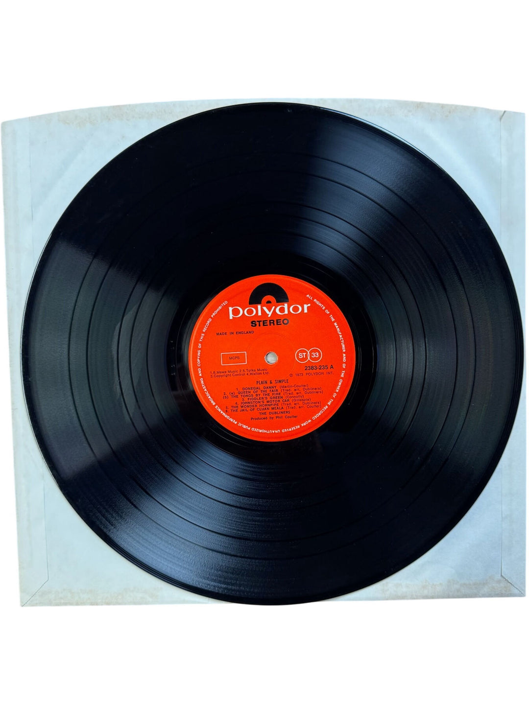 The Dubliners Plain & Simple Vinyl Record - Very Good