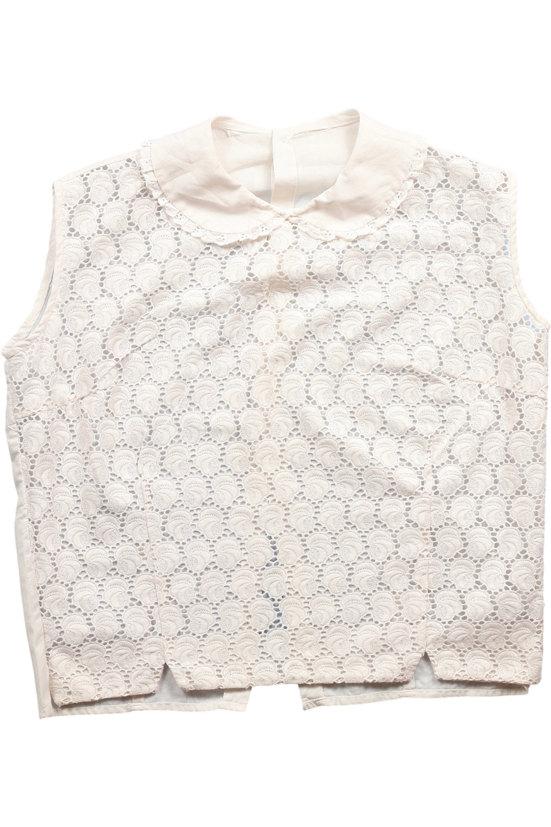 Broderie Anglaise Sleeveless Blouse - Think Vintage