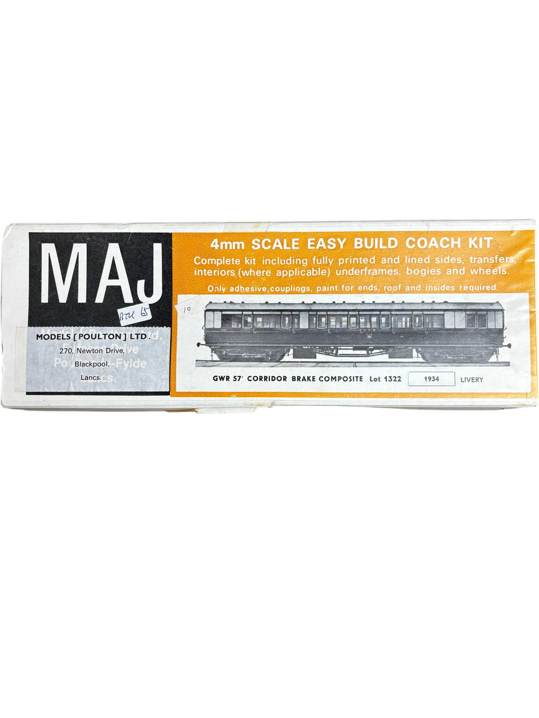 MAJ Models GWR 57 Corridor Brake Composite 4mm Scale Kit Lot 1322 - Think Vintage