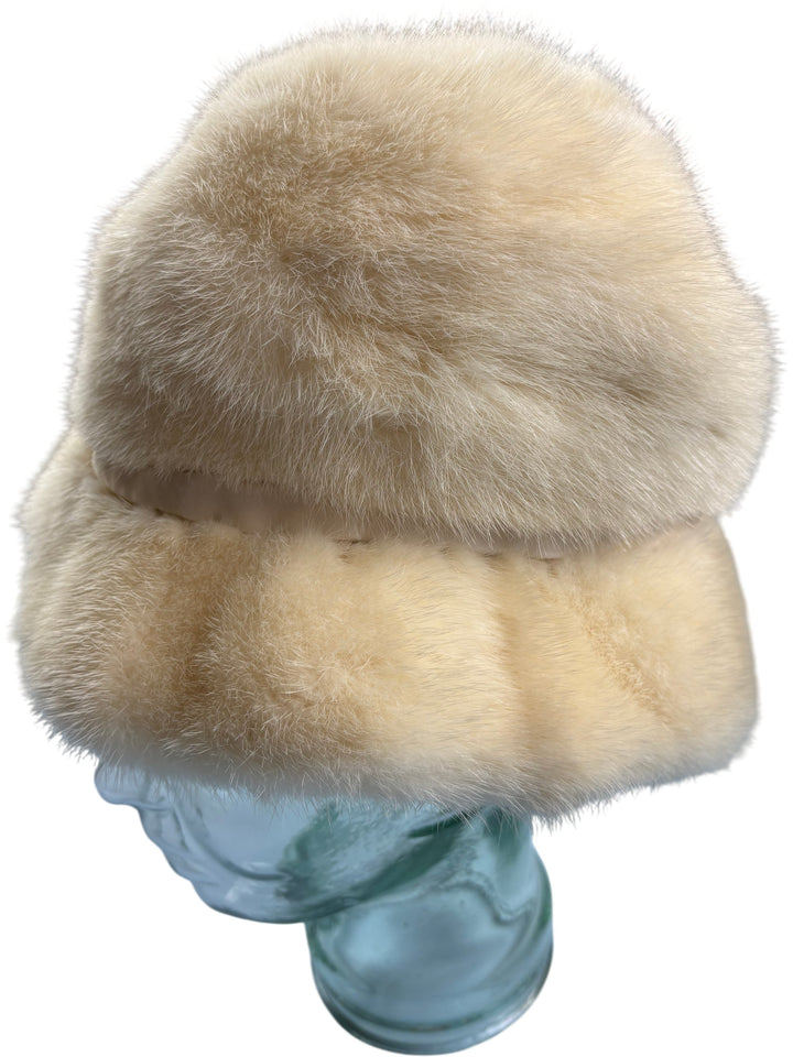 Mink fur Cream Hat - S