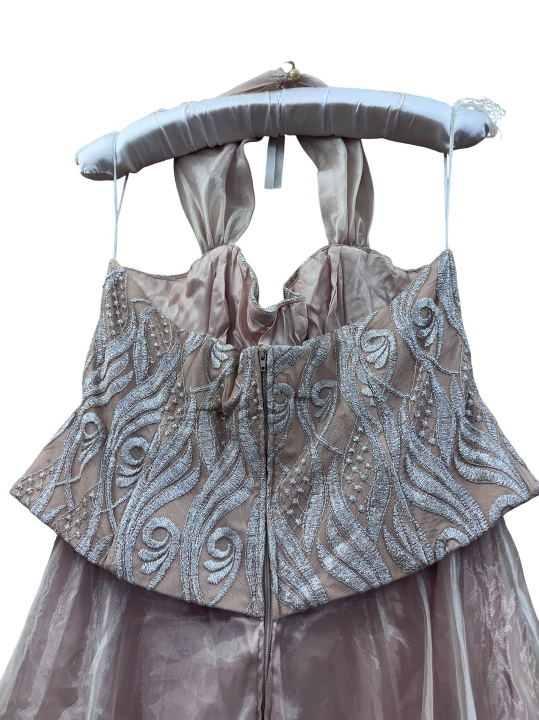 Embroidered Strapless Evening Dress