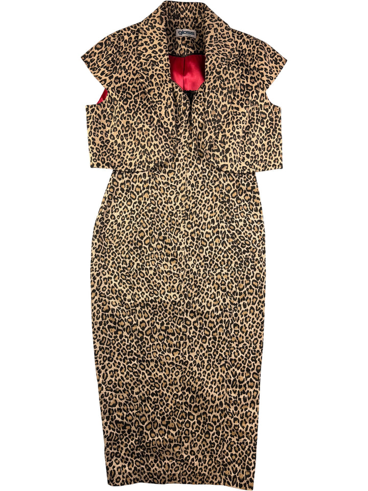 Gloss London Leopard Print Dress With Jacket - M