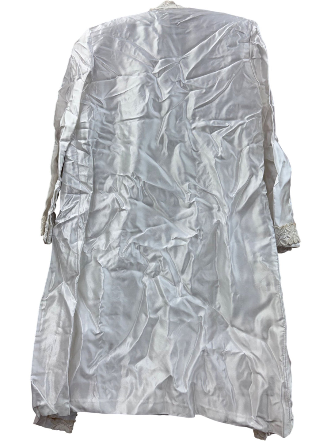 1960s White Embroidered Satin Robe