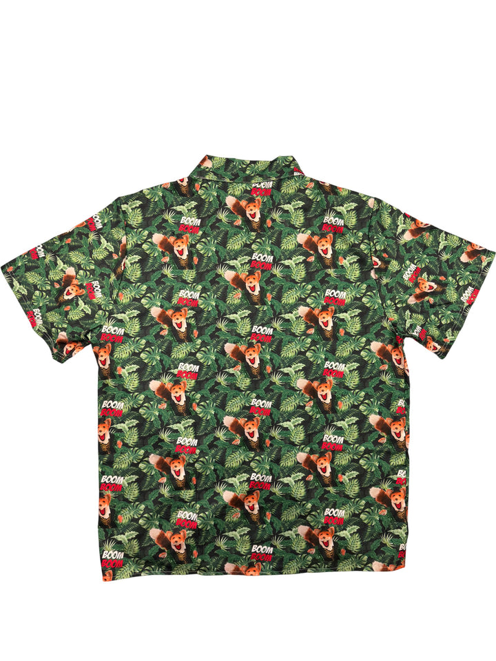 Tropical Basil Brush Print Short Sleeved Shirt - XXL
