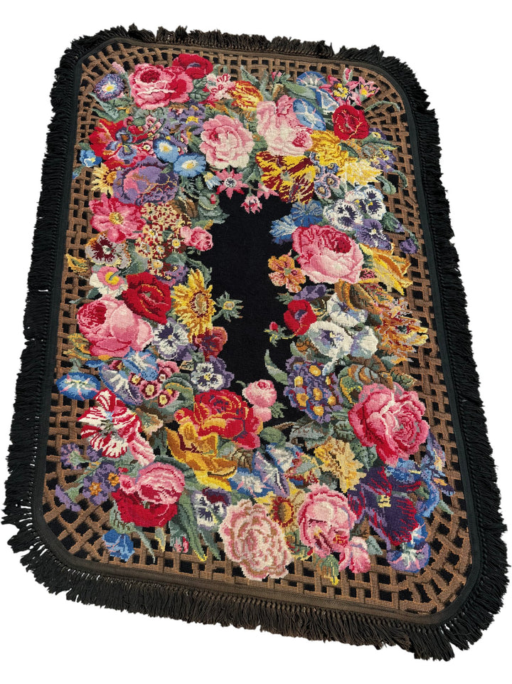 RARE 1990s Kaffe Fassett Floral Tapestry Rug
