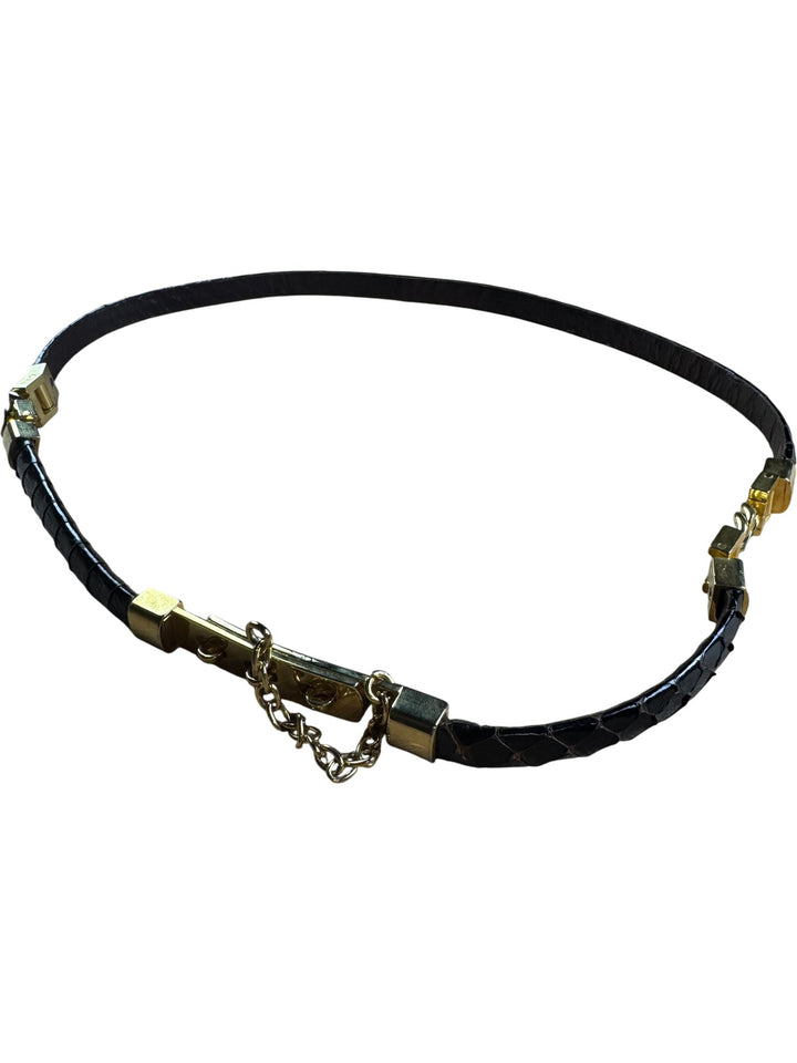 Brown Leather Belts with Gold Accents - W28