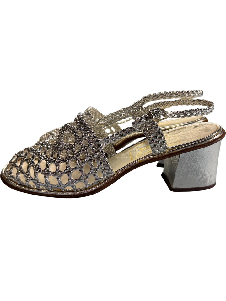 Ravel Silver Metallic Woven Sandals - 8