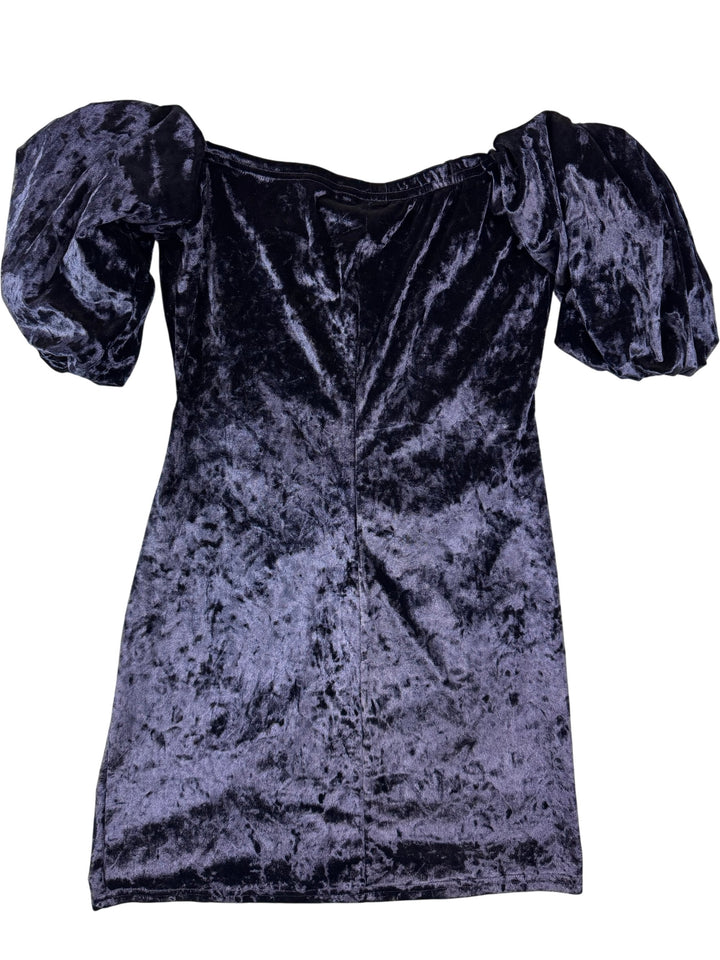 Reclaimed Velvet Puff Sleeve Dress - M