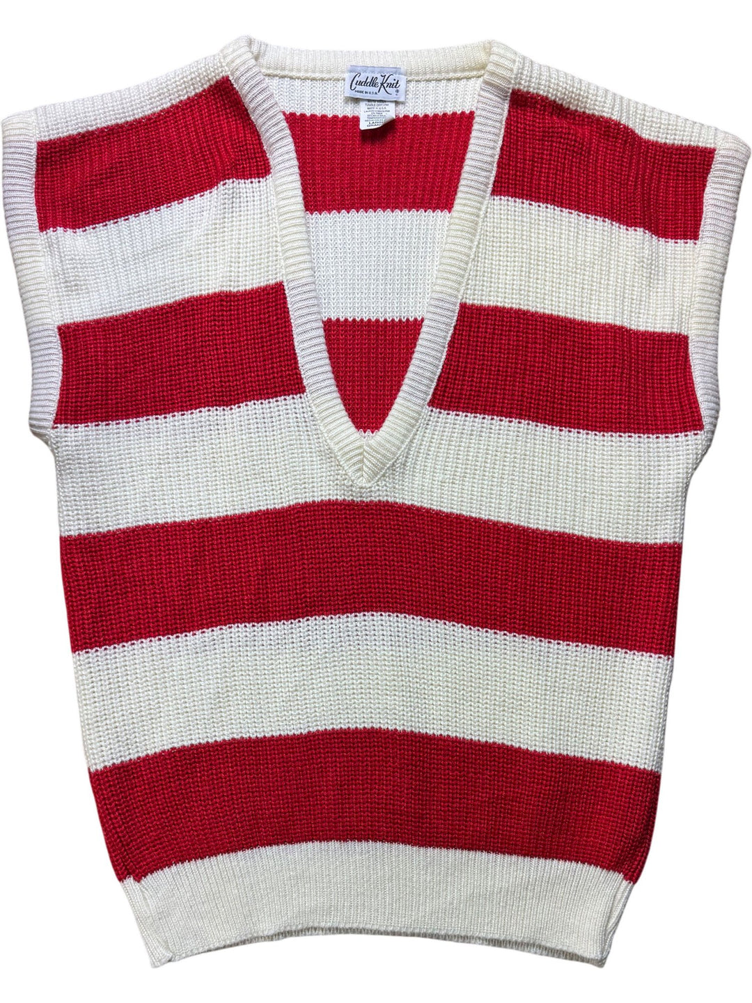 Striped Red And White Knit Vest