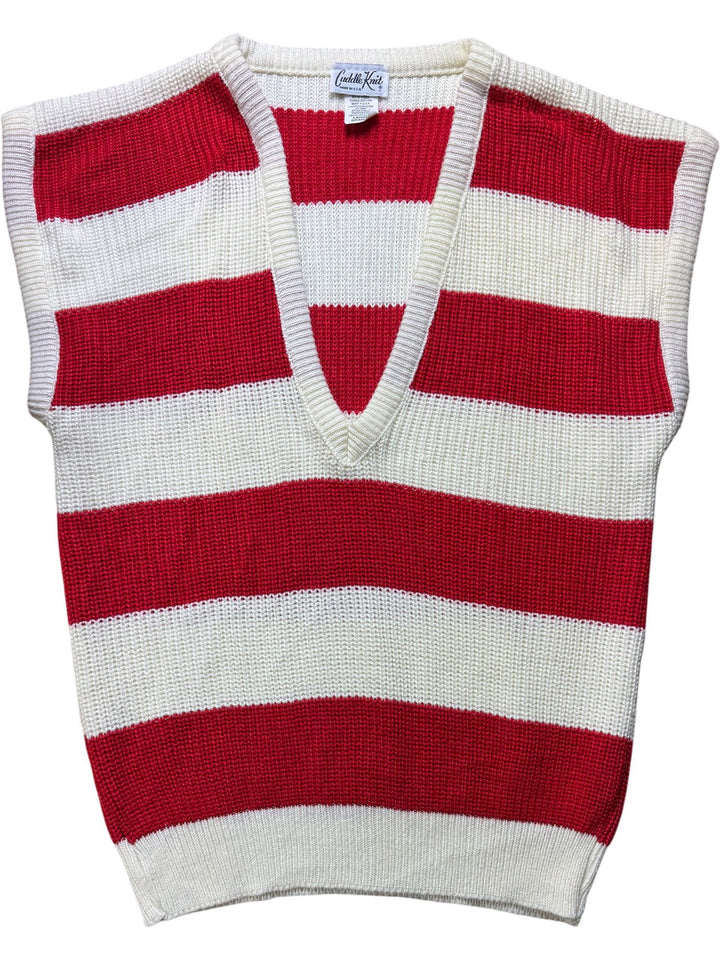 Striped Red And White Knit Vest