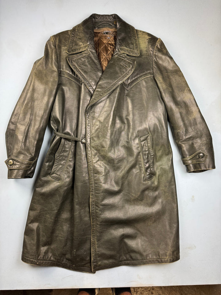 Leather Trench Coat - L