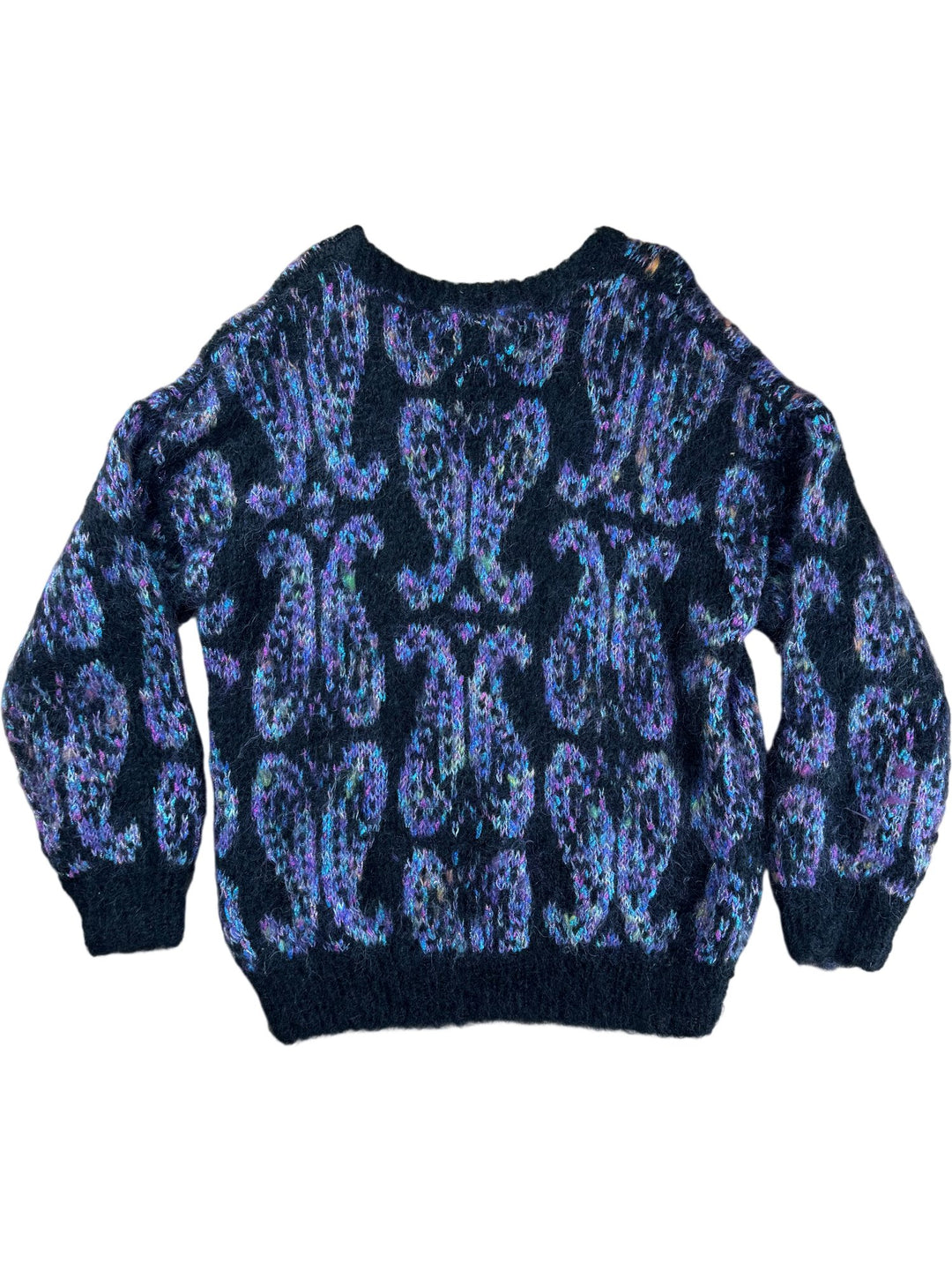 Sylvia Turner Handknitted Black Patterned Jumper - L